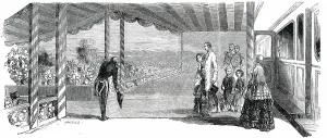 Queen Victoria and Prince Albert at the Railway Station at Edinburgh, 1850. Creator: Ebenezer Landells