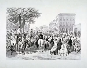 Raising Gallery: Queen Victoria riding in a carriage in Hyde Park, Westminster, London, c1840