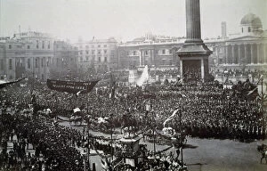 Enthusiastic Collection: Queen Victoria in Trafalgar Square during her Golden Jubilee celebrations, London, 1887