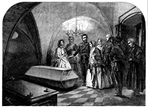 Saxe Coburg Gotha Albert Prints: Queen Victoria Visiting the Tomb of Frederick the Great, 1858. Creator: Unknown
