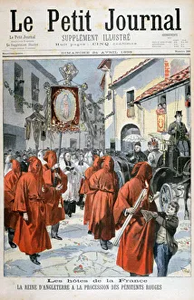 Repentance Prints: Queen Victoria watching the procession of the red penitents, 1898. Artist: F Meaulle