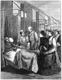 The queen visiting the wards of the London Hospital, late 19th century, (1900).Artist: G Durand The queen visiting the wards of the London Hospital, late 19th century, (1900).Artist: G Durand
