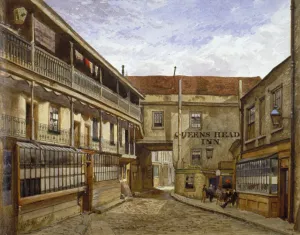 John Crowther Prints: The Queens Head Inn, Borough High Street, Southwark, London, 1880