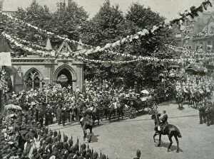 Flags Gallery: The Queens Visit To Her Birthplace: The Scene Outside St. Marys Church, Kensington, (c1897)