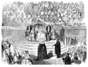 Saxe Coburg Gotha Albert Prints: The Queen's Visit to Leeds - the Town Clerk reading the Address to Her Majesty in the Townhall