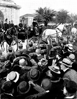 Palm Trees Prints: The Queen's Visit to the Riviera: Her Majesty's departure from Nice