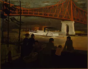 Steamship Gallery: Queensboro Bridge, East River, c. 1910. Creator: Glenn O Coleman