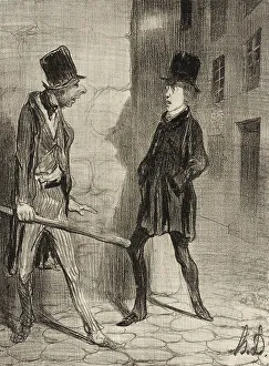 Mugging Prints: Quelle heure est-il s'il vous plait?, 1839. Creator: Honore Daumier