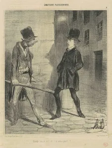 Nighttime Prints: Quelle heure est'il, s'il vous plait?... 19th century. Creator: Honore Daumier