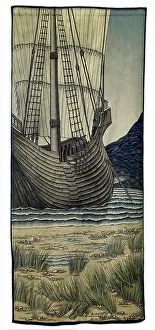 Sanc Grael Prints: Quest for the Holy Grail Tapestries - Panel 5 - The Ship