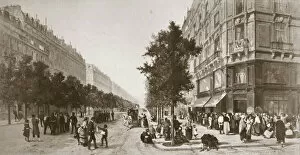 Grocers Gallery: Queue outside a grocers shop, Siege of Paris, Franco-Prussian war, 1870-1871