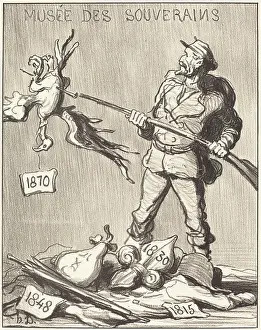 Umbrella Prints: A qui le tour?, 1870. Creator: Honore Daumier