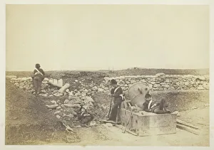 A Quiet Day in the Mortar Battery, 1855. Creator: Roger Fenton