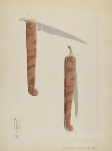 Quill Prints: Quill Sharpener Knife, c. 1936. Creator: Gordon Saltar