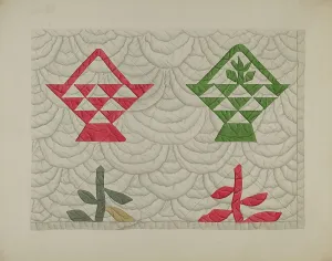 White Edward Prints: Quilt - Basket Design, c. 1937. Creator: Edward White