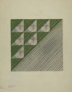 Quilt Prints: Quilt Block, 1935/1942. Creator: Ada Barnes