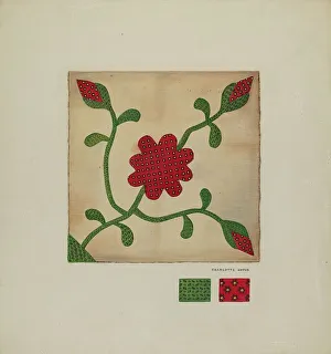Angus Charlotte Prints: Quilt Block, c. 1937. Creator: Charlotte Angus