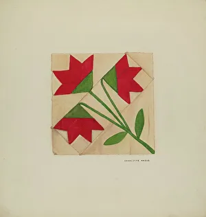 Angus Charlotte Prints: Quilt Block Pattern, c. 1937. Creator: Charlotte Angus