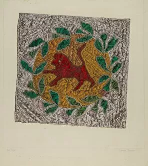 Quilt Block 'Red Lion', 1935 / 1942. Creator: Florence Truelson