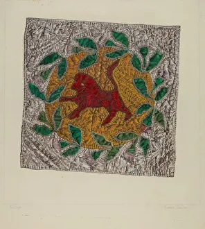 Quilt Block 'Red Lion', 1935/1942. Creator: Florence Truelson Quilt Block 'Red Lion', 1935/1942. Creator: Florence Truelson