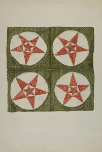 Quilt Blocks - Applique Star, 1935 / 1942. Creator: Unknown