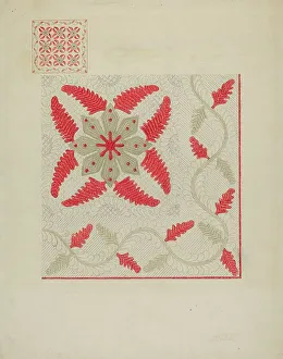 Bicolour Prints: Quilt, c. 1936. Creator: Therkel Anderson