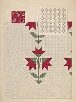Stitching Prints: Quilt, c. 1937. Creator: Dorothy Posten