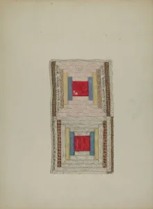 Watercolor And Graphite On Paperboard Collection: Quilt, c. 1938. Creator: Eva Wilson