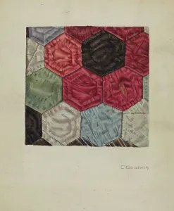 Quilt Prints: Quilt (detail) - Honeycomb Pattern, c