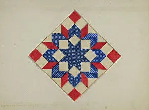 Double Prints: Quilt - Double Star, c. 1940. Creator: Edith Towner