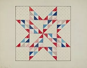 Patchwork Gallery: Quilt - 'Eastern Star', c. 1940. Creator: Margaret Linsley