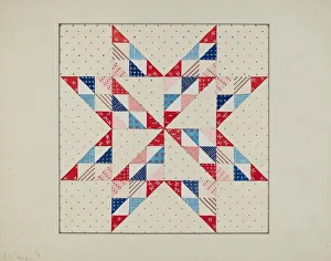 Quilting Prints: Quilt - Eastern Star, c. 1940. Creator: Margaret Linsley