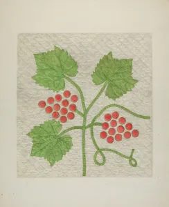 Needlepoint Prints: Quilt - Grape Pattern, c. 1939. Creator: Cora Parker