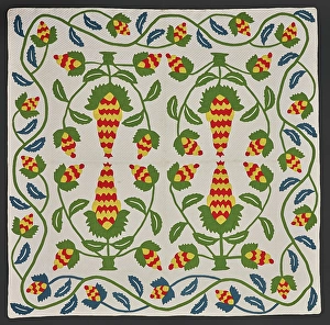Ananas Sativus Prints: Quilt (Pineapple), about 1850. Creator: Unknown