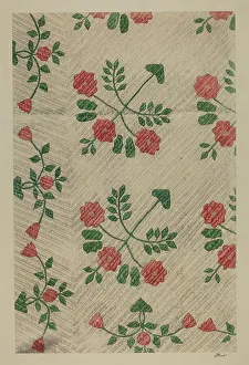 Quilting Prints: Quilt - Rose Design, 1938. Creator: Ralph Atkinson