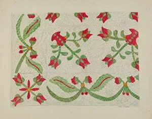 Quilt - Tulip Design, c. 1937. Creator: Ethel Dougan