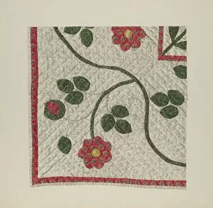 Quilt - Tulip Pattern, c. 1941. Creator: Alice Cosgrove