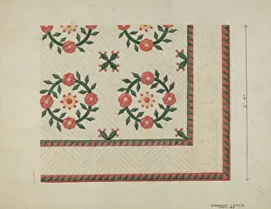 Quilted Applique Coverlet, c. 1936. Creator: Edward L Loper