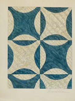 Dressmaking Gallery: Quilted and Pieced Coverlet, c. 1938. Creator: Cora Parker