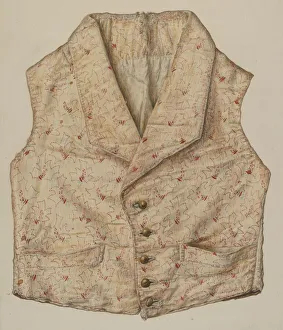 Vest Prints: Quilted Silk Vest, c. 1942. Creator: Clarence Secor