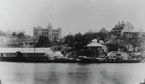British Colony Prints: Quinlan and Gray's Wharf and William Collin Wharf, Brisbane, c1892 (Petrie Bight)