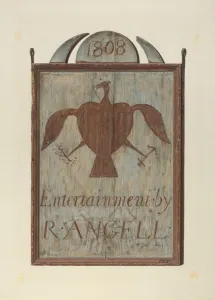 Tavern Sign Prints: R. Angells Tavern Sign, c. 1939. Creator: John Matulis