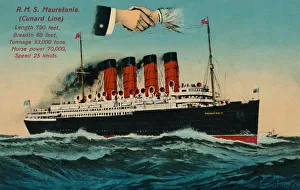 Mauretania Prints: R. M. S. Mauretania. (Cunard Line), c1930s. Creator: Unknown