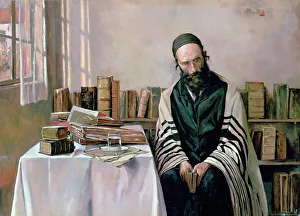 Studying Prints: A Rabbi in his Study, c1887-1953. Creator: Alois Heinrich Priechenfried