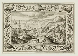 Adrian Collaert Gallery: Rabbit Hunt, from Landscapes with Old and New Testament Scenes and Hunting Scenes, 1584
