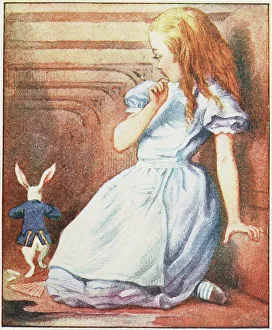 Sir John 1820 1914 Prints: The rabbit started violently, dropped the white kid gloves and the fan