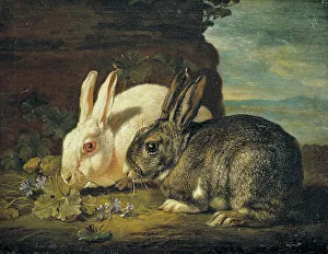 Les Lapins Prints: Two Rabbits, Detail from Animal Piece