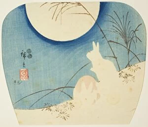 Rabbit Collection: Rabbits in moonlight, c. 1849/52. Creator: Ando Hiroshige