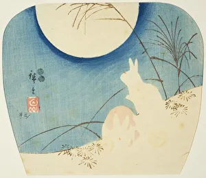 Uchiwa E Prints: Rabbits in moonlight, c. 1849/52. Creator: Ando Hiroshige