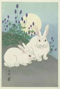 Koson 1877 1945 Prints: Rabbits at full size, 1920-1930. Creator: Ohara, Koson (1877-1945)